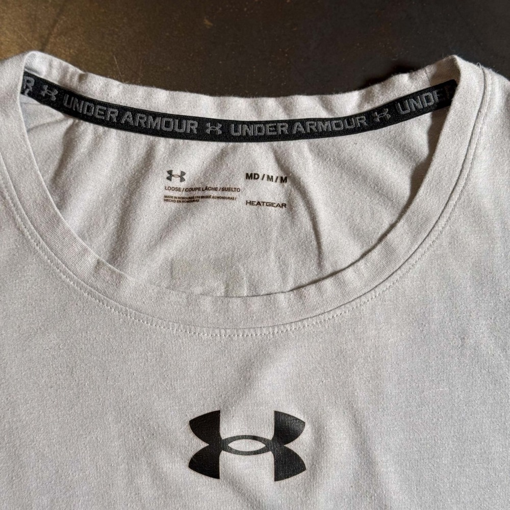 Under Armour Heatgear Muscle Tank Gray Medium Center Logo Vertical Back Hit - Picture 5 of 8